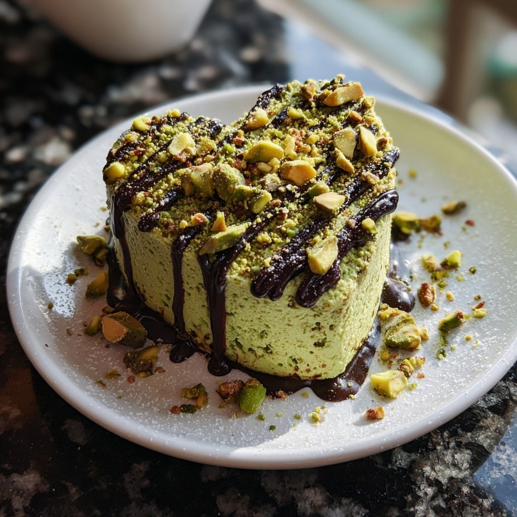 Mini Heart Cake with Pistachio Vanilla Frosting