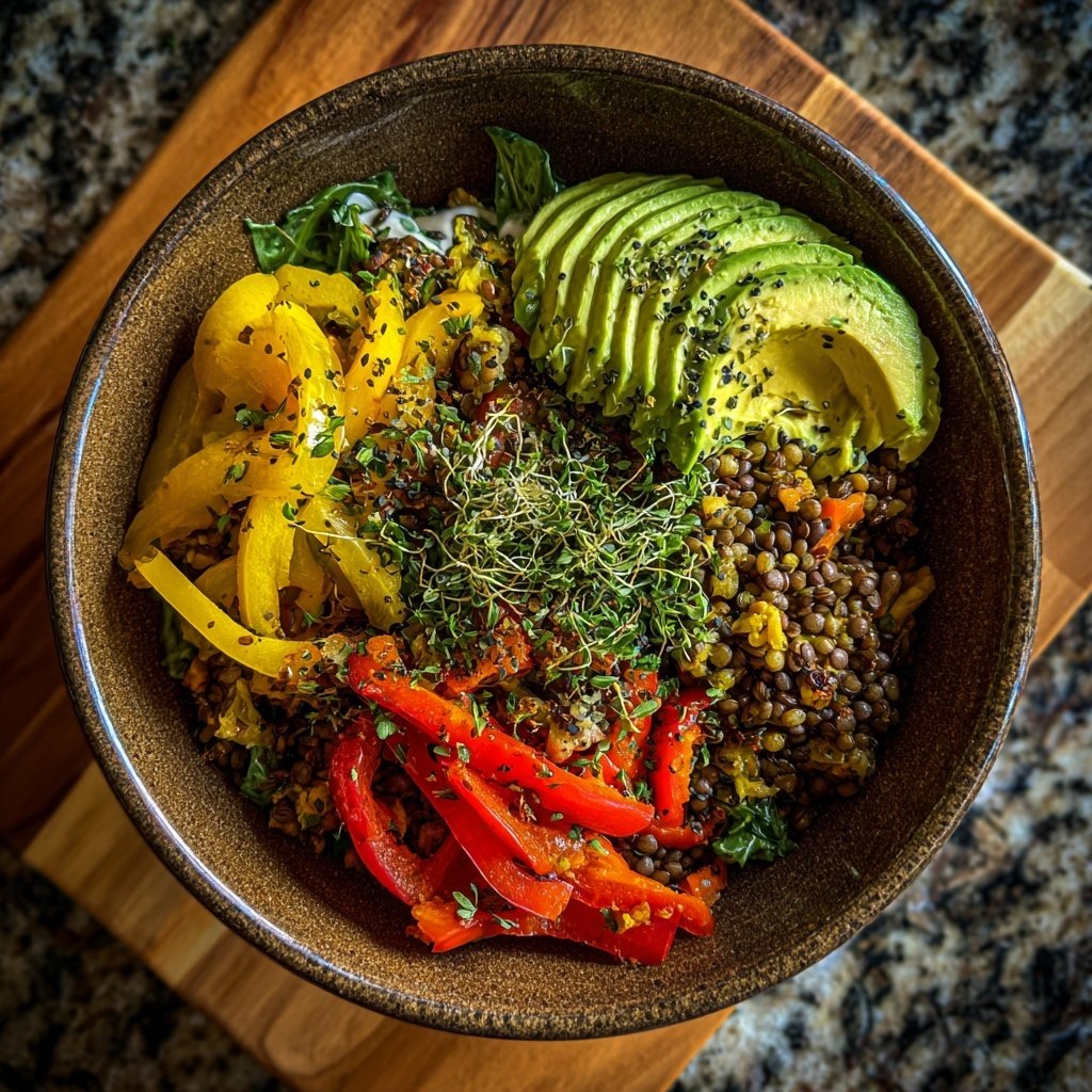 Healthy Lunch Lemon Lentil Bowl