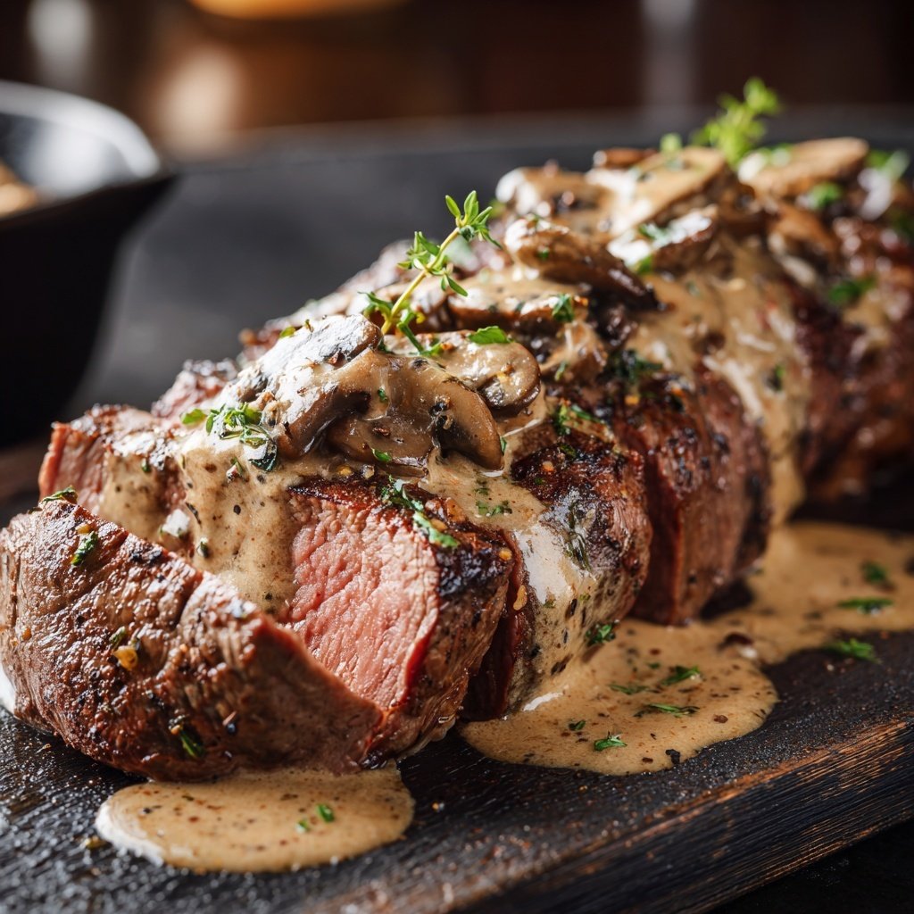Beef Tenderloin with Mushroom Cream