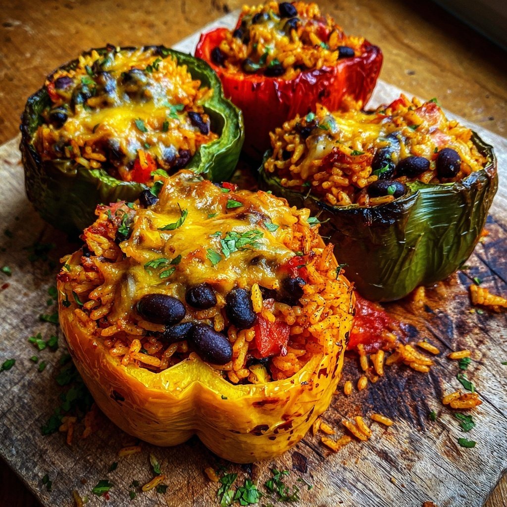 Baked Veggie Rice Stuffed Peppers