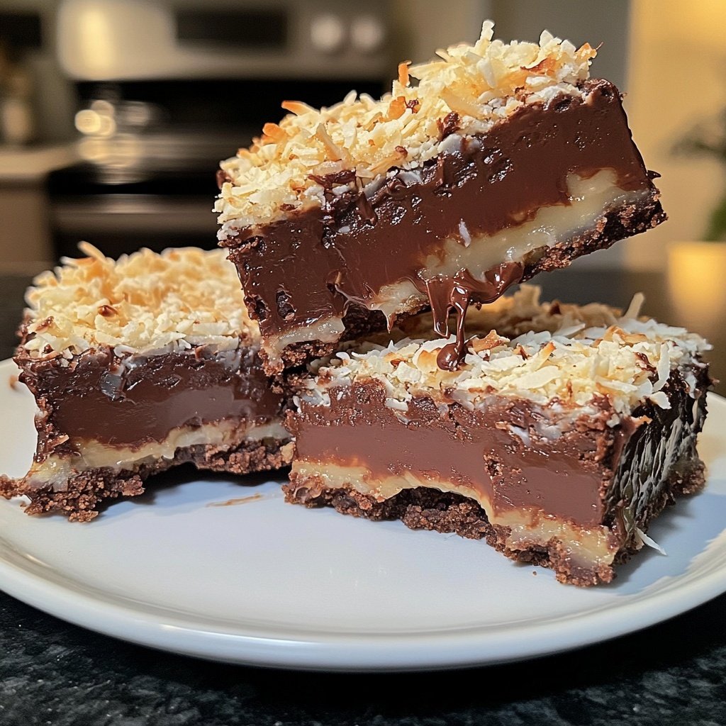 Chocolate Coconut Fudge Bars