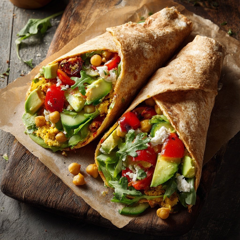 Healthy Lunch Mediterranean Chickpea Wrap