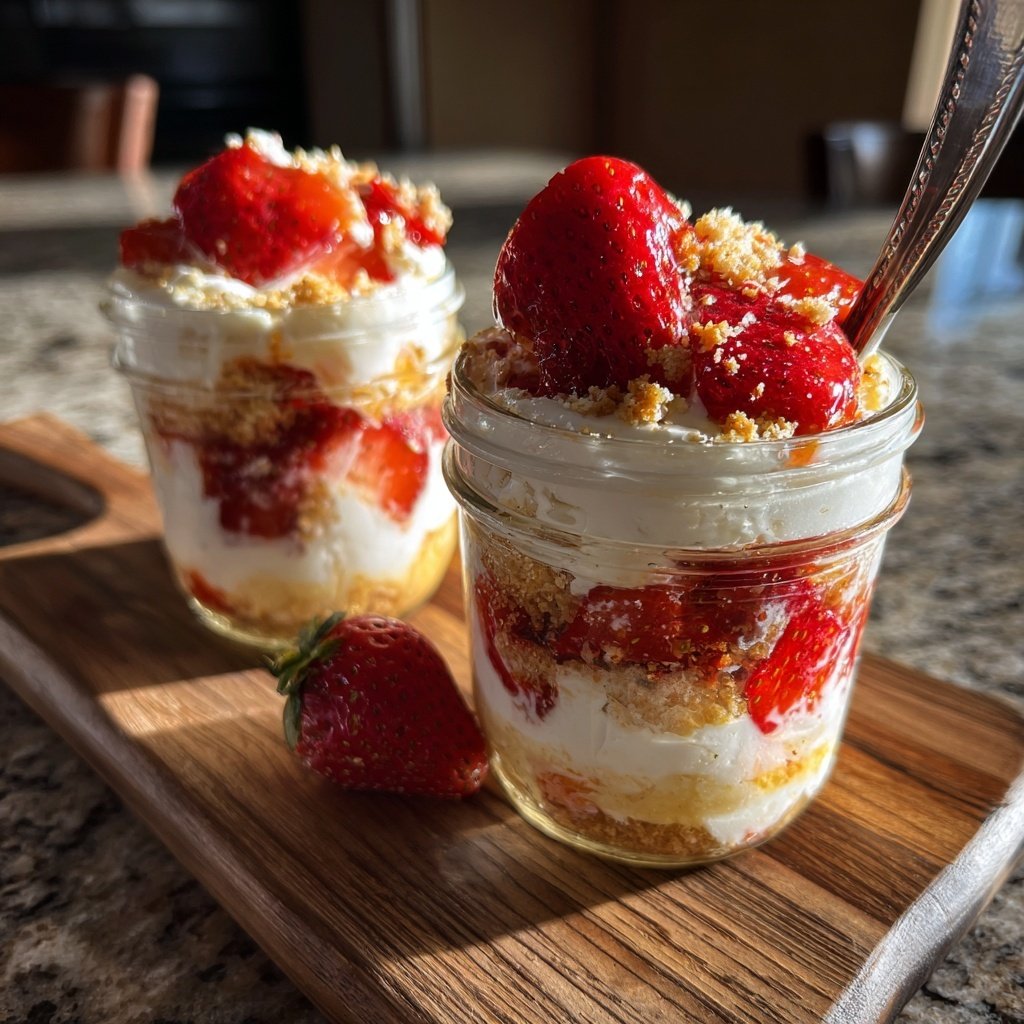Strawberry Cheesecake Breakfast Jars