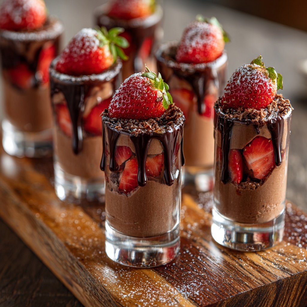 Chocolate Covered Strawberry Dessert Shooters